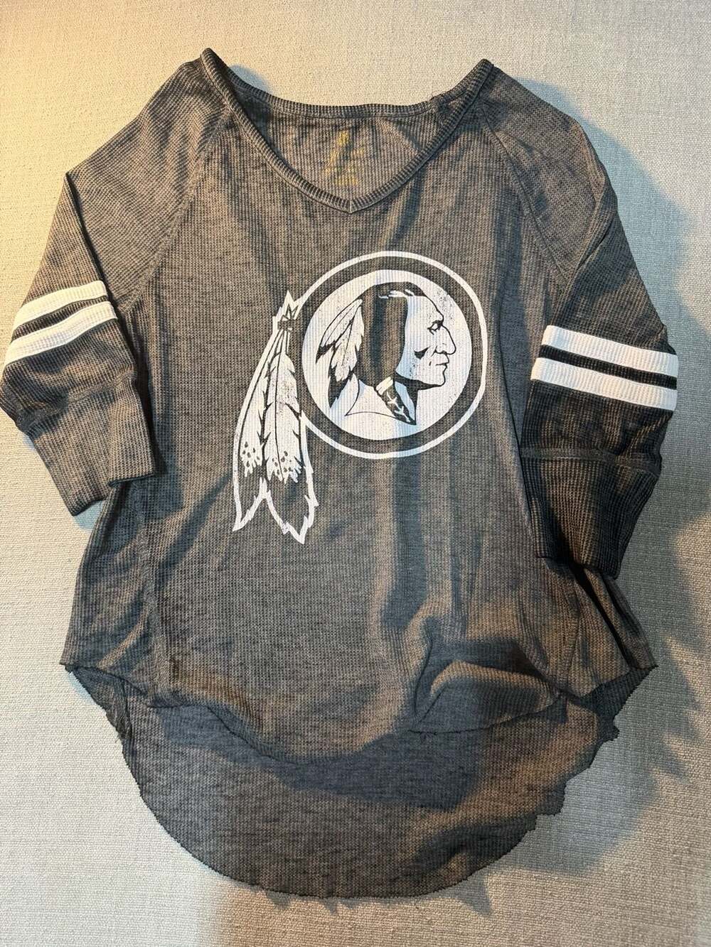 NFL Washington Redskins Juniors Waffle Knit 3/4 Sleeve Jersey Shirt